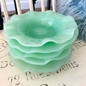 Bowls, Jade, Coloured, Glass Bowls, Set of 5, Nice Condition